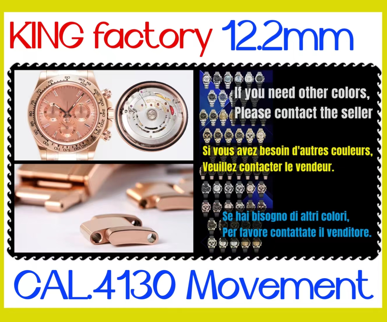 

king Factory Mens Watch 40-12.2mm 4130 Fully automatic mechanical timing movement highest quality glow-in-the-dark waterproof, Box