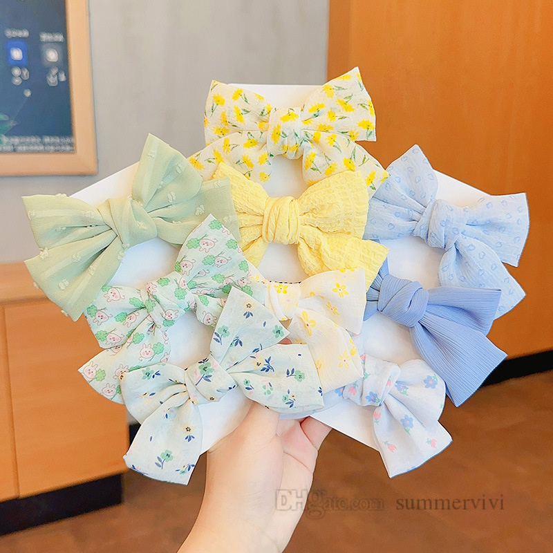 

Floral Bows hair clip sets girls cute rabbit printed hairpins boutique children princess hair accessories girls strawberry pattern Bows barrettes Z1805, Pink a