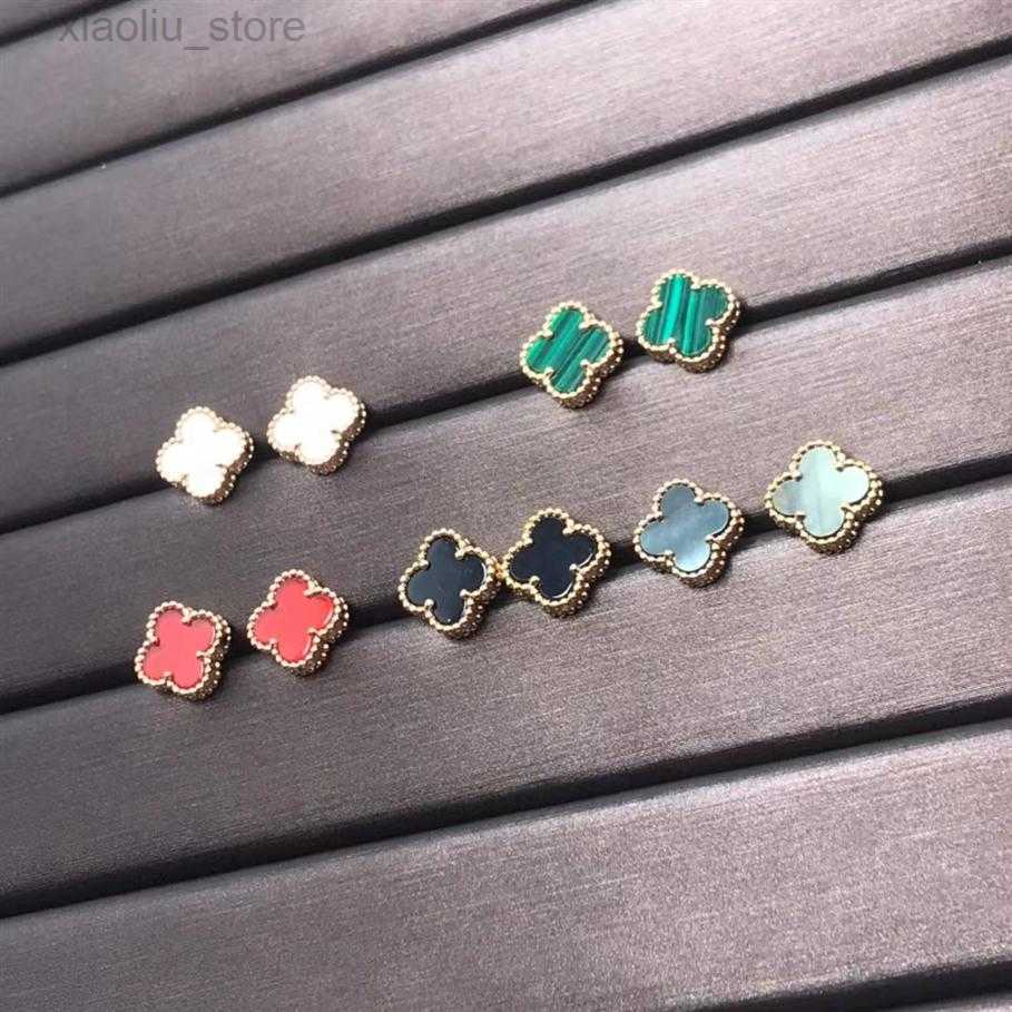 

Stud brand luxury van mini clover designer earrings stud mother of pearl 18K gold elegant women earring jewelry gift218g