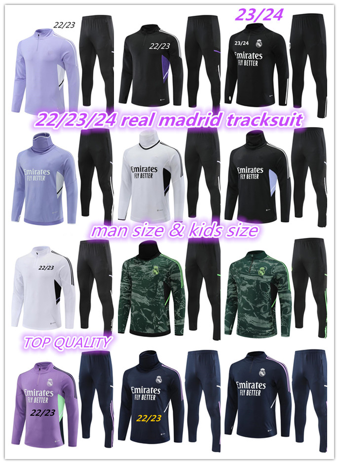

22 23 24 Real madrids adult Tracksuits kids TRAINING suit jerseys soccer TRACKSUIT jacket set 2023 2024 chandal futbol football survetement kids men child, 13