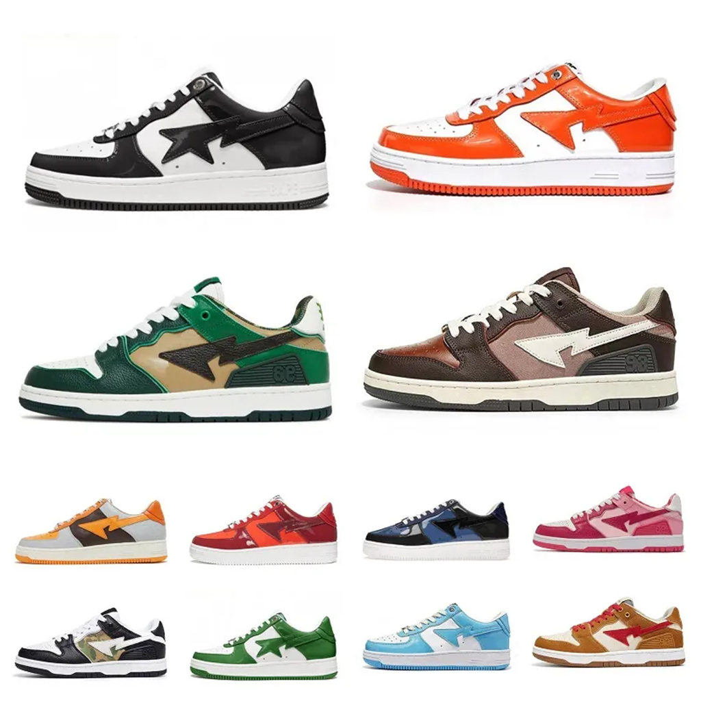 

Designer Bapesta SK8 shoes Men Women Contrast low cut Platform Trainers Original Camo Stars White Green Red Black Yellow Sneakers Size 36-45, H010
