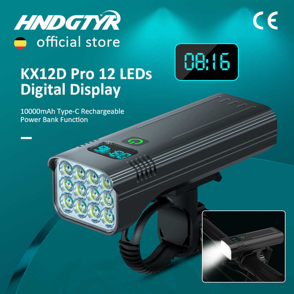 Bike Lights 12 LEDs Bicycle Light Max 5000LM Digital Indicator USB Rechargeable Flashlight for Bike Headlight 18650 Battery MTB Cycle Lamp P23042-image-862024171