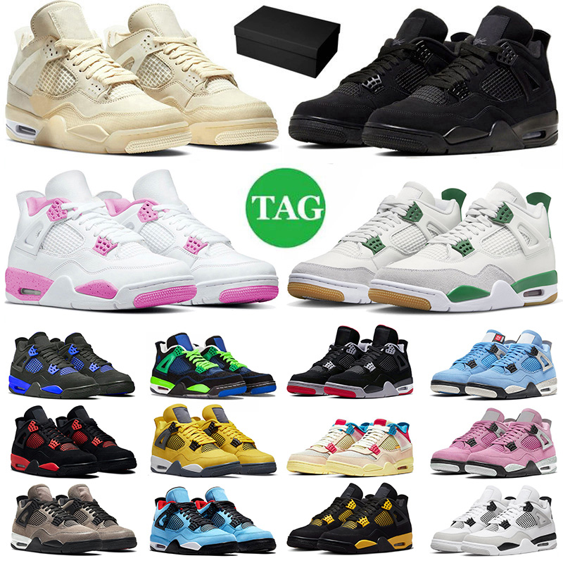 

4 4s basketball shoes men women Pine Green Military Black Cat Sail Red Thunder White Oreo Cool Grey off white Blue University Seafoam mens sports sneakers, # 40-47 pokemons snorlax