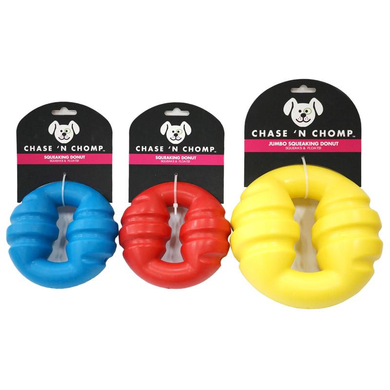 

Chews CAITEC Dog Toys Squeaking Donut Springy and Floatable Great for Tossing and Chasing 2 Sizes