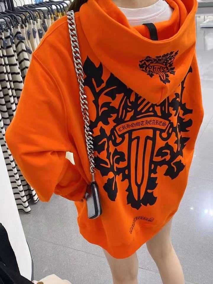 

CH Designer Clothing Men's Sweatshirts Luxury Casual Hoodie Heart orange sword Sanskrit cross three-dimensional totem printing lovers' Terry Hooded Sweater Chromes, Shipping fee