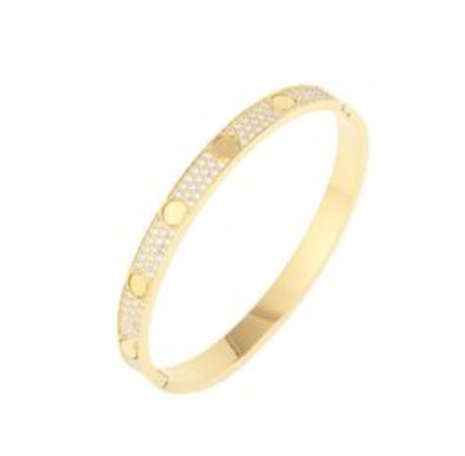 Love Bangles Titanium Steel Luxury with full two Row CZ Stone Bracelet for Women Men Lover Bracelets with Gift Box H-image-763218470