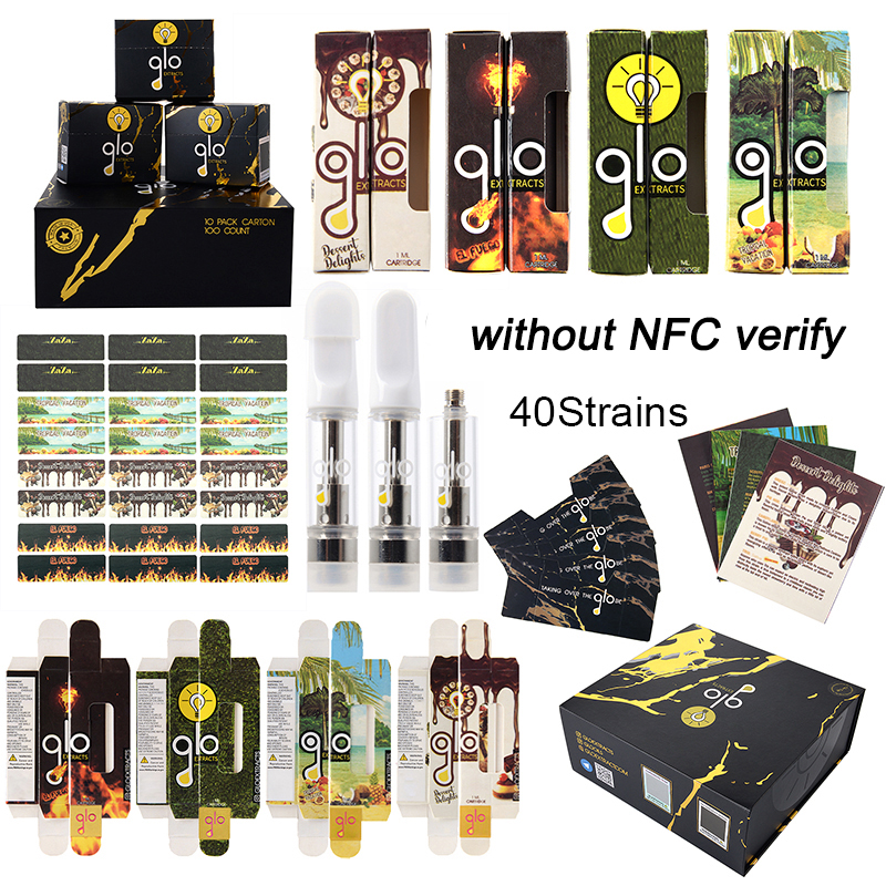 

GLO Vape Cartridges Newest Packaging 0.8ml 1ml Atomizers Ceramic Coil Without Nfc Verify Empty Vapes Pen Cartridge 510 Thread Thick Oil Glass Tank Carts