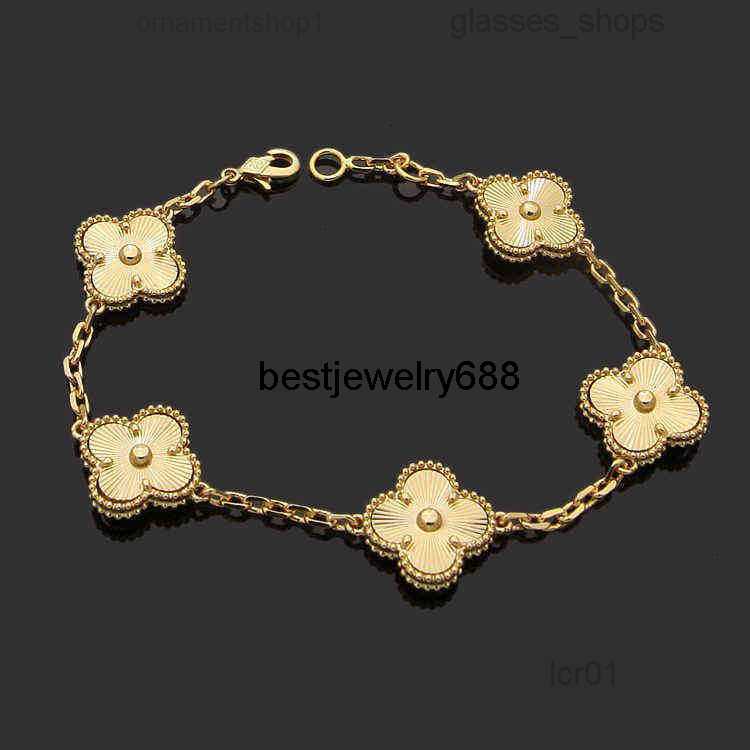 

Luxury Designer Link Chain Bracelet Four-leaf Cleef Clover Womens Fashion 18k Gold Bracelets Jewelry U6 16xw9