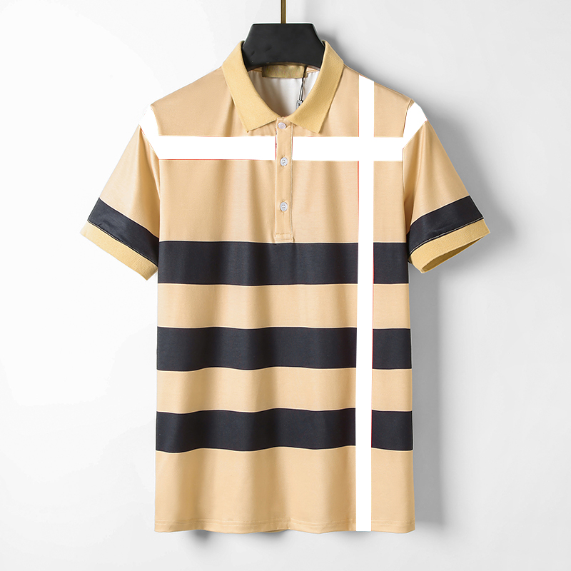 

Designer Men's Polo T-shirt Yellow Checked Stripes 100% Cotton Fashion Casual Men's Street Polo Lapel Commercial Sleeve T-shirt Clothing T-shirt 3xl