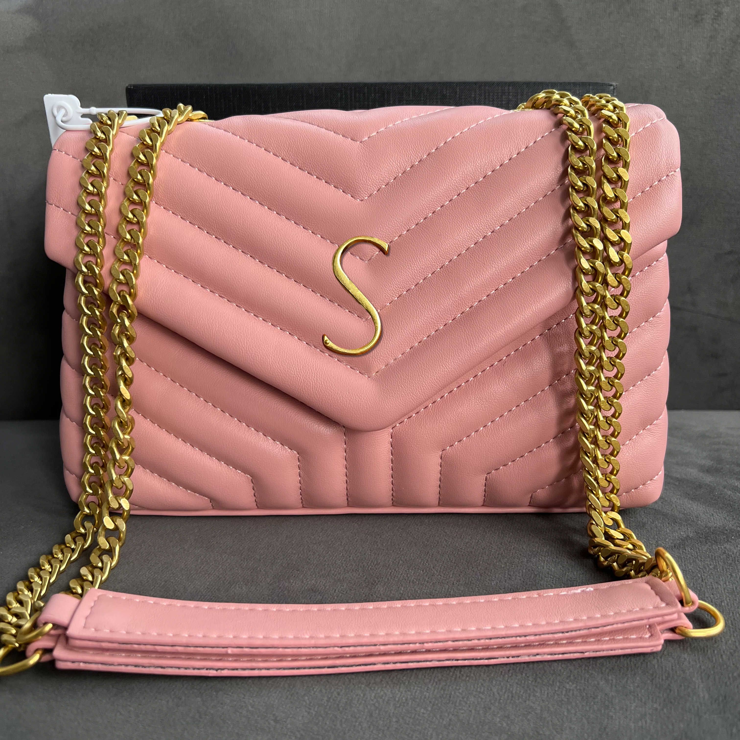 

luxury designer Chain Handbag yslity LOULOU bags 7a Womens Shoulder alma bb hourglas bag sac Mens fashionable Clutch leather Purse metal Y letter tote Crossbody Bag, Red gold