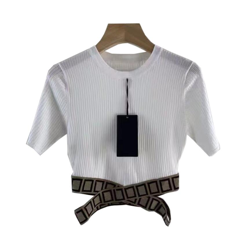 Summer designer womens t shirt crewneck pure cotton high-end luxury waist revealing sexy knits original LOGO F letter Asian code