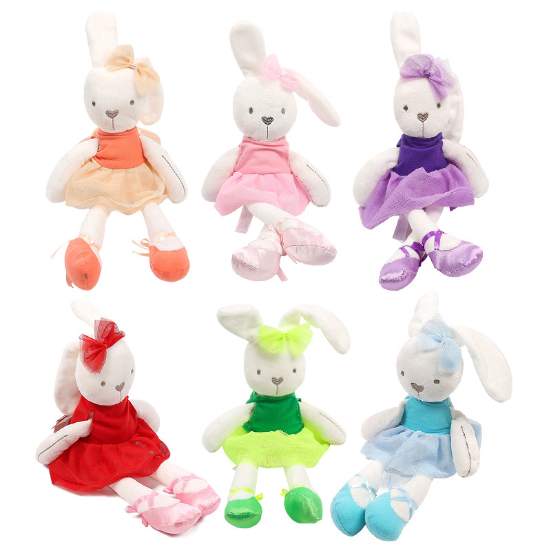 

New Ballet Rabbit Doll Baby Comfort Sleep Plush Toy Rabbit Dolls Skirt Toys, Orange