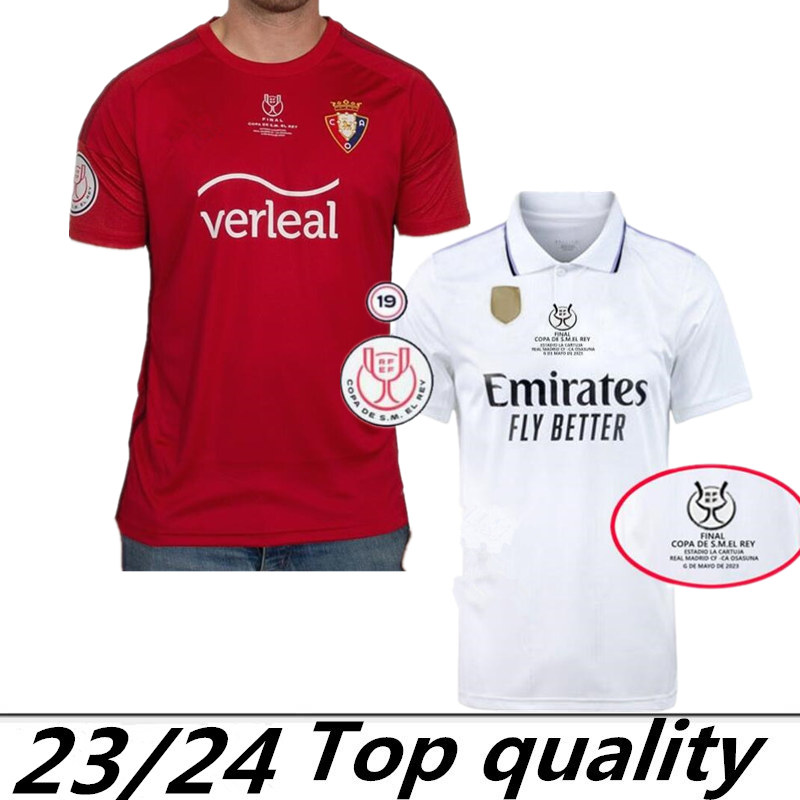 

OSASUNA 2023 Copa del Rey Final jersey BENZEMA DAVID GARCiA CHIMY aVILA CAMISETA EQUIPACIoN ADULTO TORRES MONCAYOLA MANU SANCHEZ Football shirt VINI JR, White