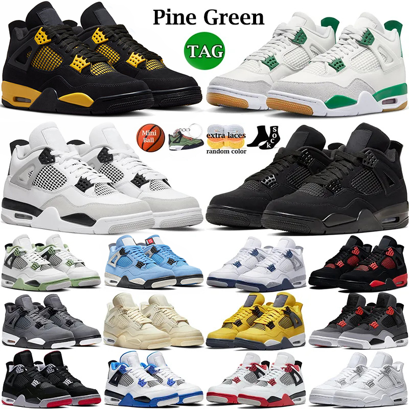 

Jumpman 4 4s basketball shoes for men women Pine Green Military Black Cat Sail Red Thunder White Oreo Cool Grey Blue University Seafoam mens sports sneakers, 28