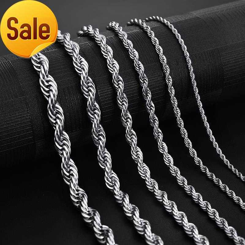 

Rope Chain Necklace 2-5mm Never Fade Waterproof Choker Necklaces Men Women Twist Hip Hop Jewelry 18k gold plated S925 silver Chains Gifts 18-24 Inches