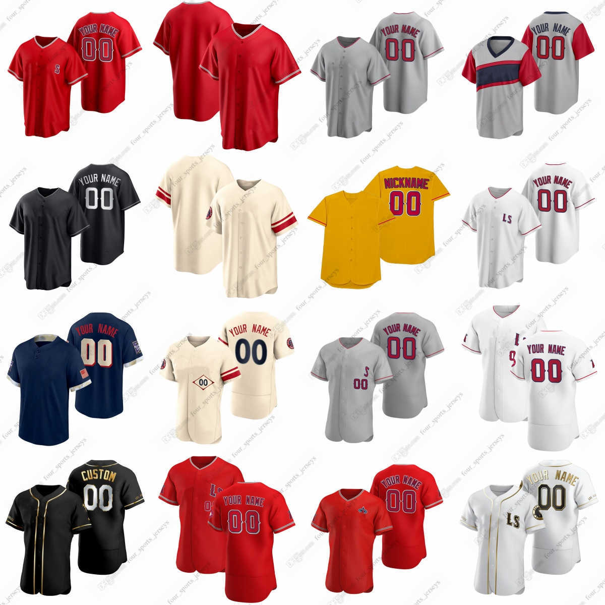 

2023 Custom Angels Shohei Ohtani Baseball Jerseys Brandon Drury Jake Lamb Zach Neto Luis Rengifo Gio Urshela Brett Phillips Hunter Renfroe Taylor Ward, Men sizes--6xl
