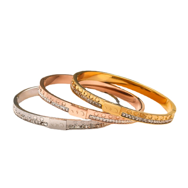 

Designer Bangle Bracelet 18K Gold Bracelet 925 Silver Fashion Women's Design Bracelet Stainless Steel Jewelry Springtime Accessories Simple Google Gift Family, Zg2235-rose gold