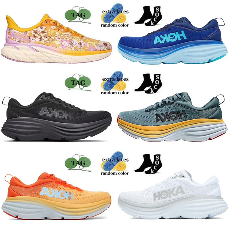 

Men Hoka Running Shoes Clifton Bondi 8 Women Trainers Floral Designer Absorption Carbon X 2 Pink Orange Outer Space 36-45 Evening Primrose Runners 2023 With Socks, Item#11 clifton 8 outer space 40-45