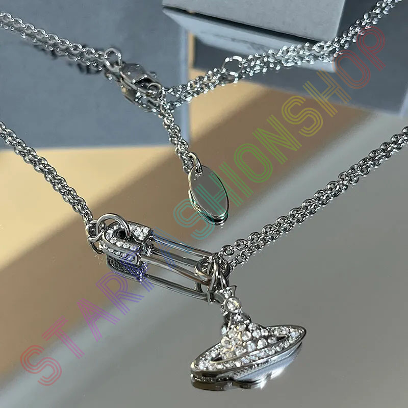 

Saturn Curved Necklace Paper clip Tennis Necklace Woman Silver Chains Vintage Trendy Style