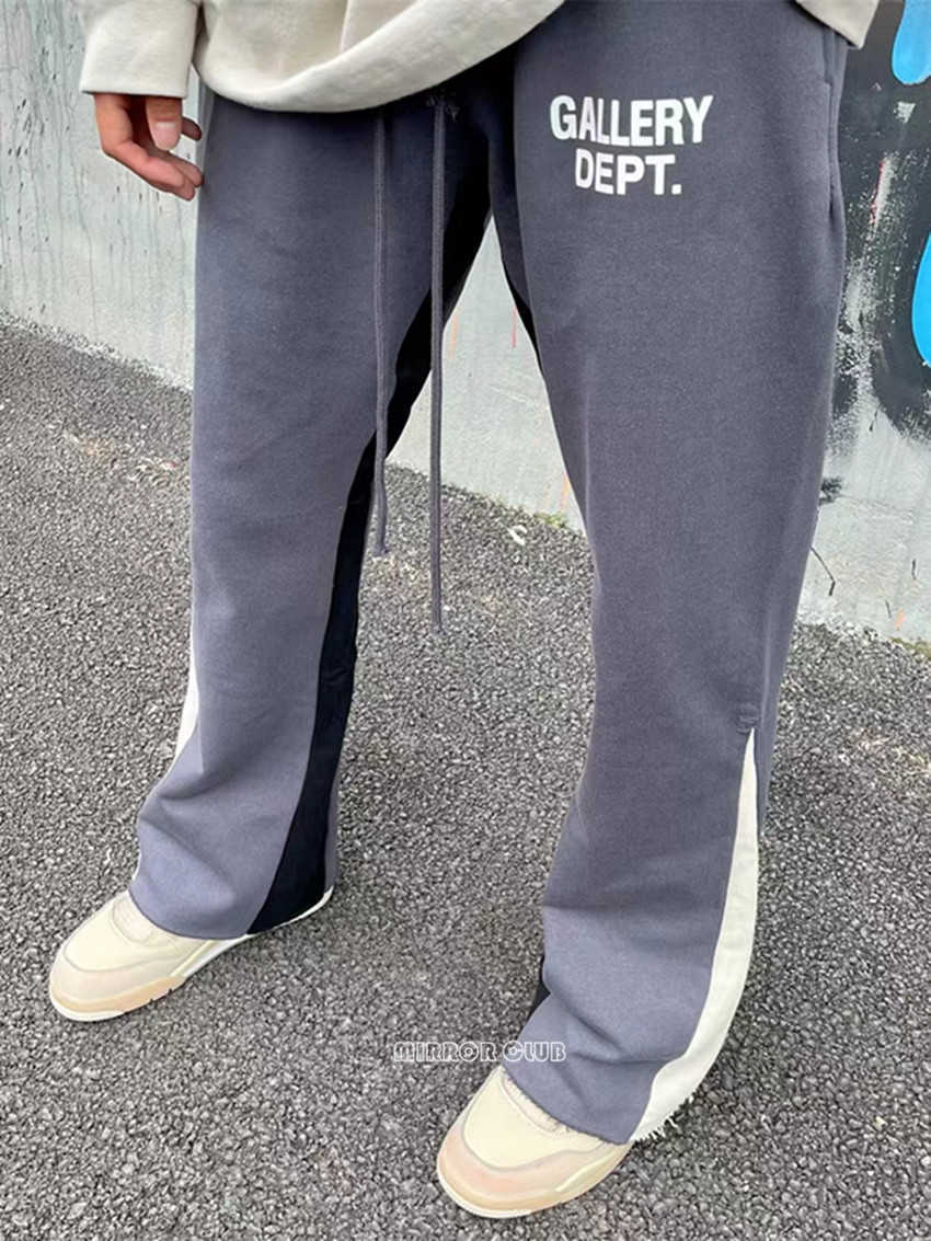 

Designer Clothing Fashion Pant Galleryes Depts Panel Washed Old Micro Flare Pants Men's Women's Drawstring Guard Pants Casual Wide Leg Pants Rock Sweatpants, Dark gray
