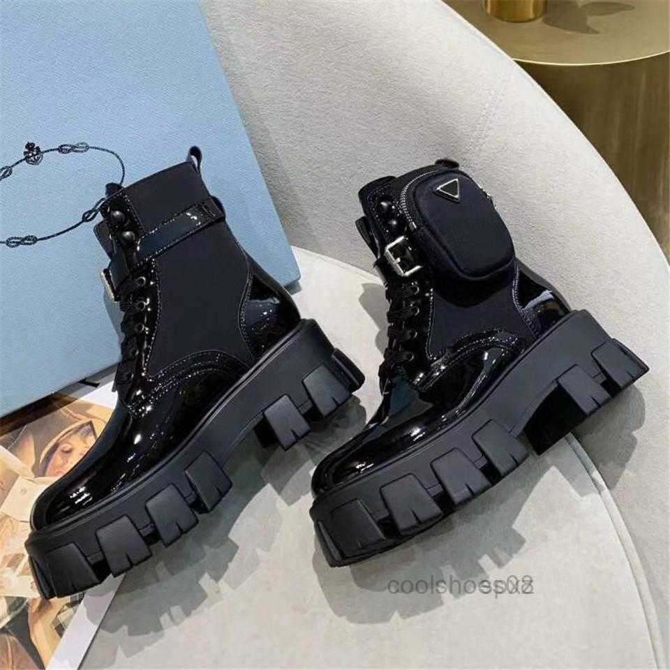 

2023 Women Rois Martin Boots Military Inspired Combat Boots Nylon Pouch Attached to the Ankle with Strap Size 35-41, Black2