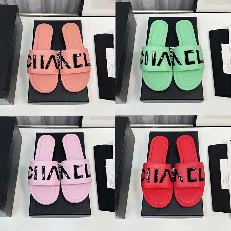 

Designer Sandals High Quality Woman Slippers Fashion Candy Color Slippers Sandals Beach Classic Slippers High Heel Rubber Lady Flat Slides Summer New Style, #9