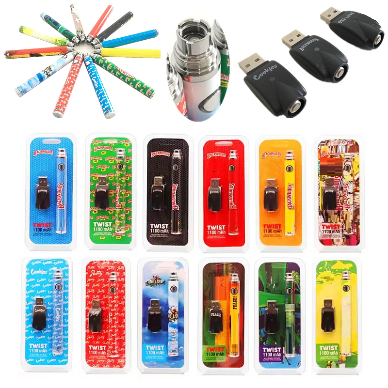 

Backwoods Runtz 1100mAh Preheating Battery Twist VV E cigarettes 510 thread Cookies Variable Voltage Adjustable Pen Bud Touch Vape for Wax Oil Thick Cartridge