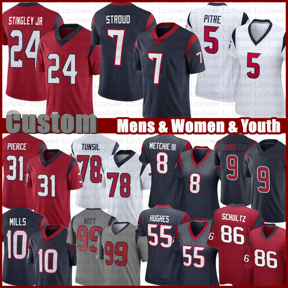 

Will Anderson Jr 7 C.J. Stroud Custom Football Jersey Jalen Pitre Dameon Pierce Davis Mills John Metchie III Kenyon Green Devin Singletary Dalton Schultz Jimmie Ward, Women