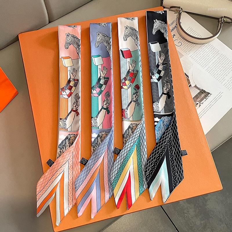 

Scarves Printed Bag Strap Scarf Women Small Silk Headband Long Accessories Ribbon 2023