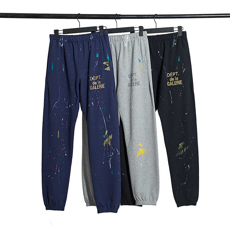 

Designer Clothing Fashion Pant Galleryes Depts ink splashing hand-painted graffiti high street pants loose letters casual Leggings guard pants Men's Women's Hip hop, Royal blue