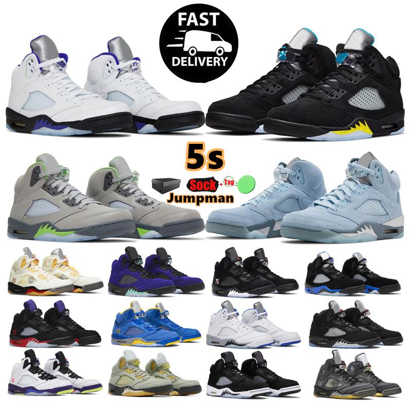

Jumpman 5 5s Mens Basketball shoes Concord Off Noir UNC University Alternate Grape Stealth Aqua Fire Red Green Bean Easter Sail men trainers sports sneakers size 40-47, Color #5