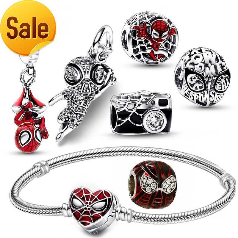 

Fit Pandora Charm Bracelet Spider Cartoon Man European Silver Bead Charms Beads DIY Snake Chain For Women Bangle Necklace Jewelry