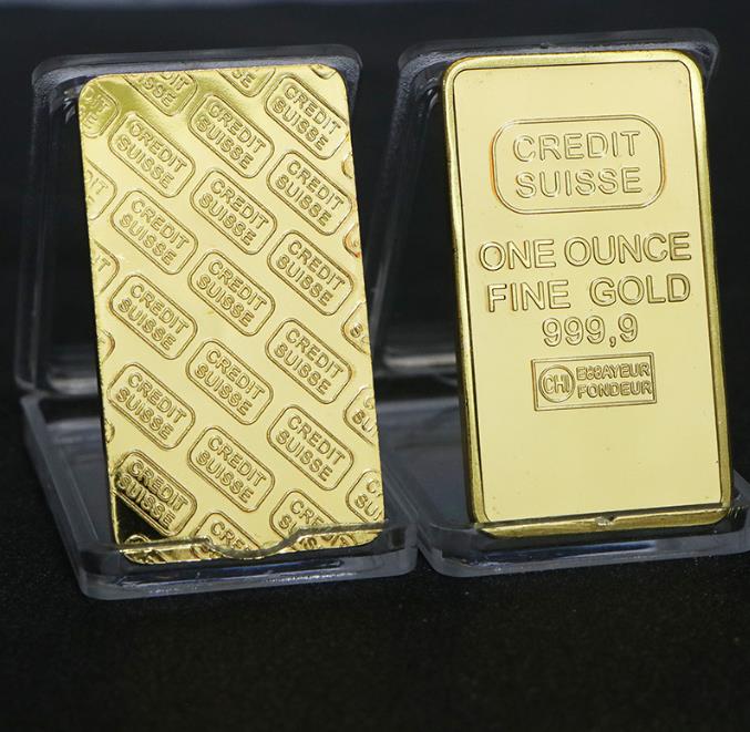 

10 non magnetic credit SUISSE 1 ounce genuine gold plated gold and silver Swiss commemorative coins with different laser numbers 50 x 28 mm strips