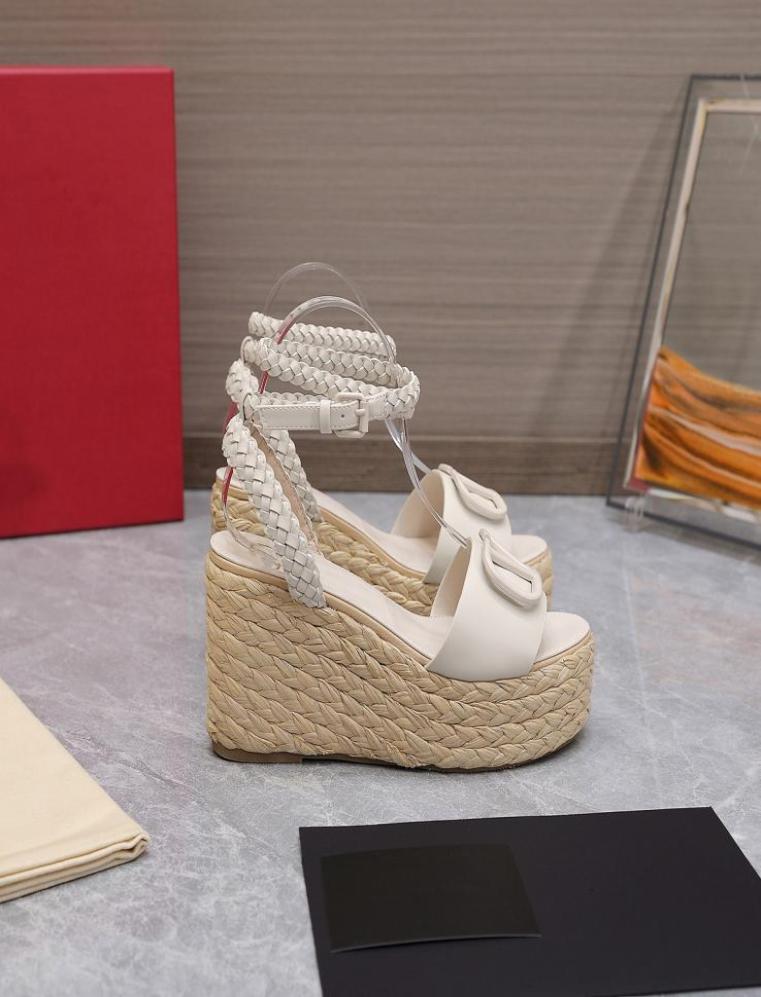 

2022 high heels women039s sandals thick bottom light rope braided cross belt fisherman039s shoes luxury female designer wild9181160, Fuchsia