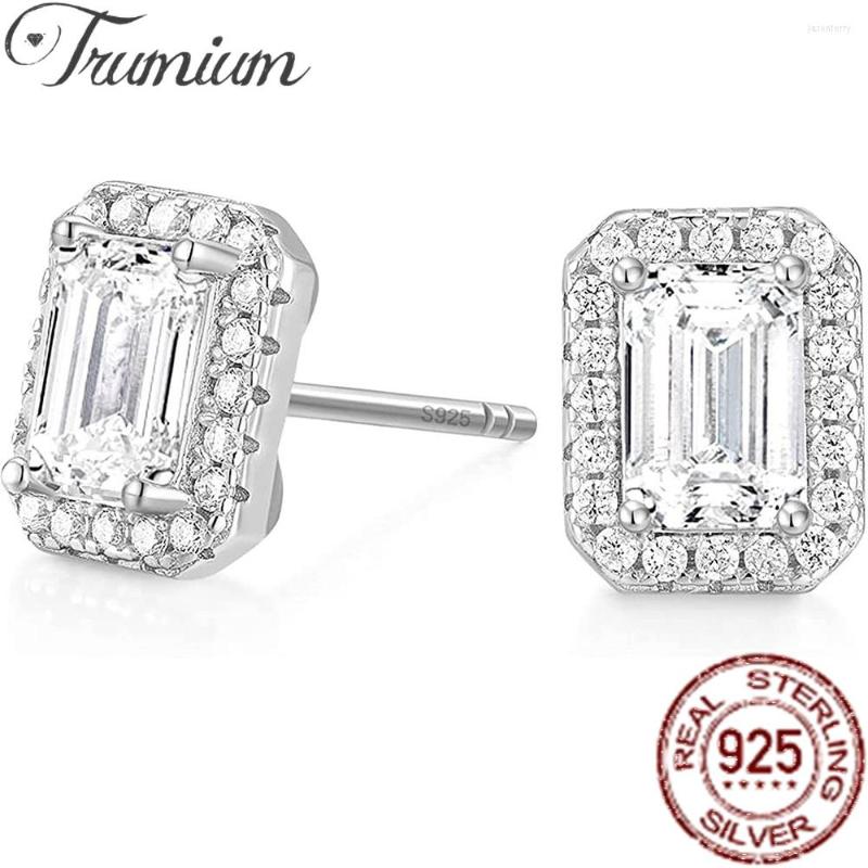 

Stud Earrings Trumium 925 Sterling Silver For Women Emerald / Heart Cut CZ 14K Gold Plated Hypoallergenic