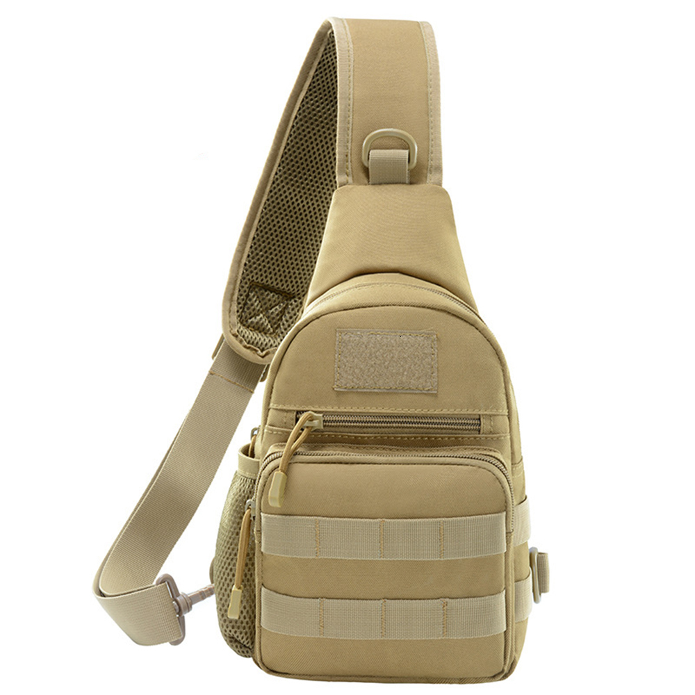 

External Frame Packs 2023 Outdoor Chest Bag for Men Military Tactical Backpack Molle Pack Hiking Hunting Fishing Single Shoulder 230427, Khaki