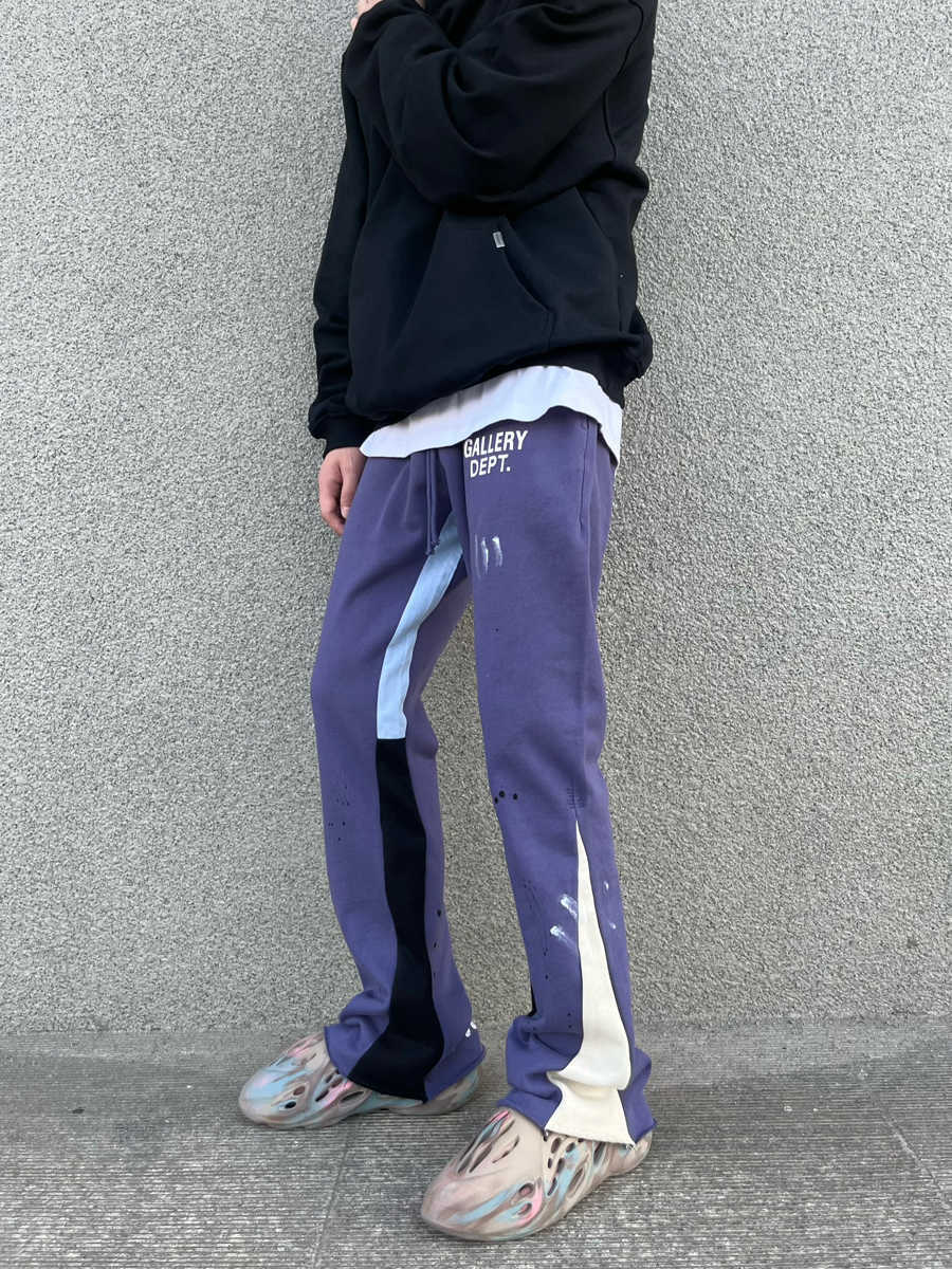 

Designer Clothing Fashion Pant High quality Galleryes Depts hand-painted speckled drawstring splicing micro speaker toilet pants High street casual pants Male, Black and blue