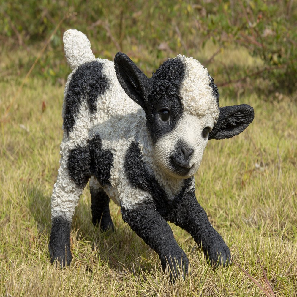 

9 5 Black and White Unique Small Baby Lamb Playing Figurine