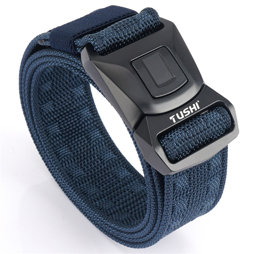 

New Men Jeans Belt Alloy Pluggable Buckle Quick Release Real Nylon Durable Thick Tactical Designer Belts 125cm Adjustable Straps, Multi