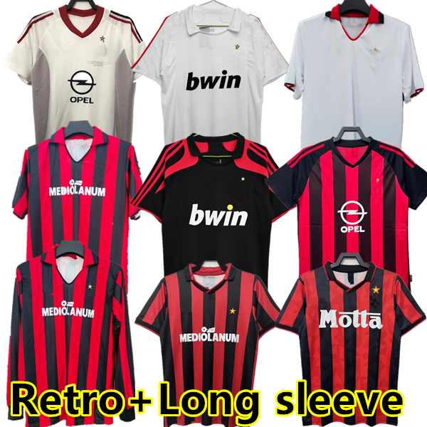 

02 03 Retro shirts SOCCER JERSEYS 88 89 Gullit 90 91 93 94 Maldini Van Basten football KAKA Inzaghi 07 08 96 98 99 PIRLO SHEVCHENKO BAGGIO Ac MIlans long sleeve kids JERSEY, 98/99 home