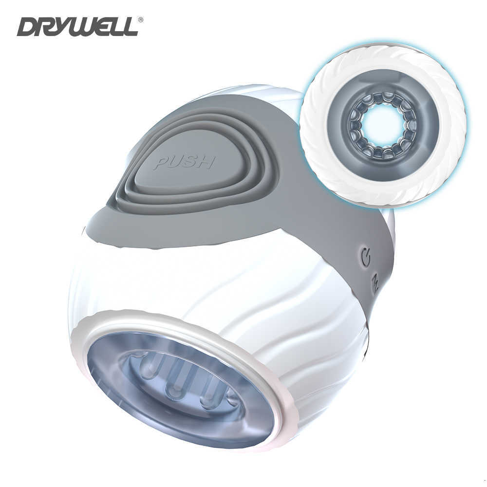 Vagina Realistic Perfect Partnert Massager Masturbator Sex Toy DRYWELL Pressable Open-Ended Automatic Male Blowjobs Men's Glans Trainer Toys-image-862310496