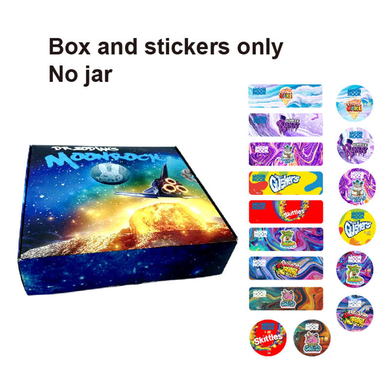 

Moonrock concentrate 1LB package with 8 strain stickers