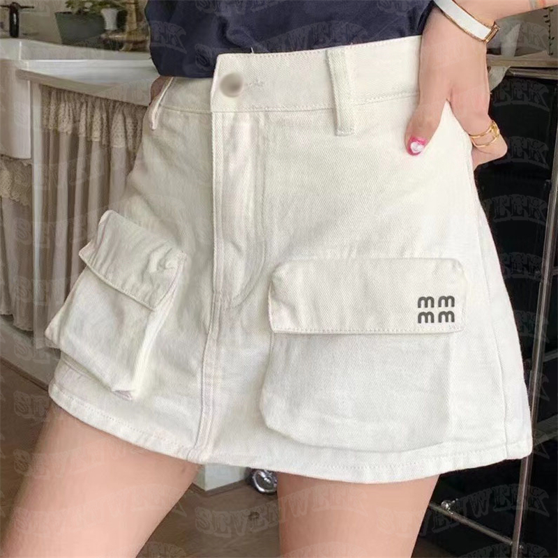 

Letter Embroidery Women Shorts Skirts Denim Pants Mini Shorts Summer Fashion Shorts, White