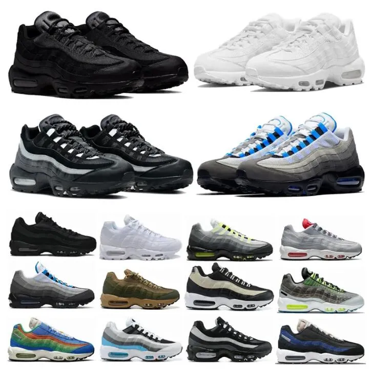 

Bicycle shoes airmaxs OG 95 Running Shoes Men Women 95s Triple Black White Crystal Blue Denham Neon Solar Red Smoke Grey Matte Olive Running