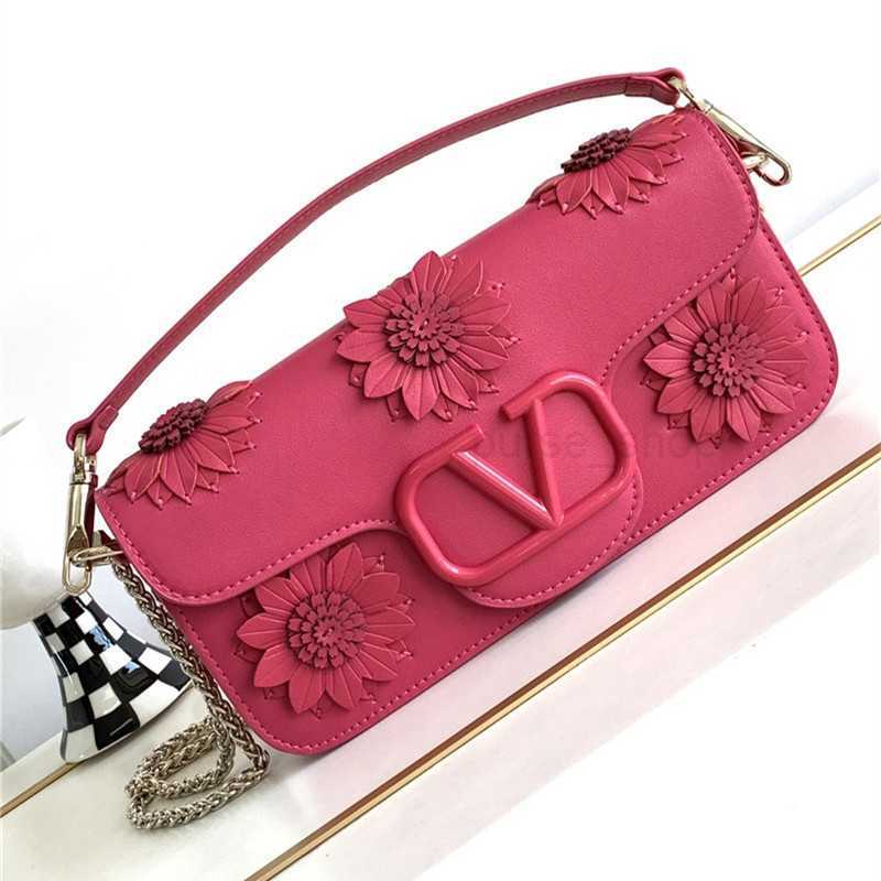 

Valentiono Evening Bag Designer Shoulder Women Purse Loco New 3d Flower Decorated Handbag Sliding Chain Crossbody Fashion Genuine Leather Women's K48I, Apricot