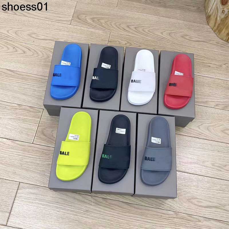 

balencigas slippers men wear trendy outdoor anti-skid waterproof one word slippers in summer letter lovers beach shoes, White6