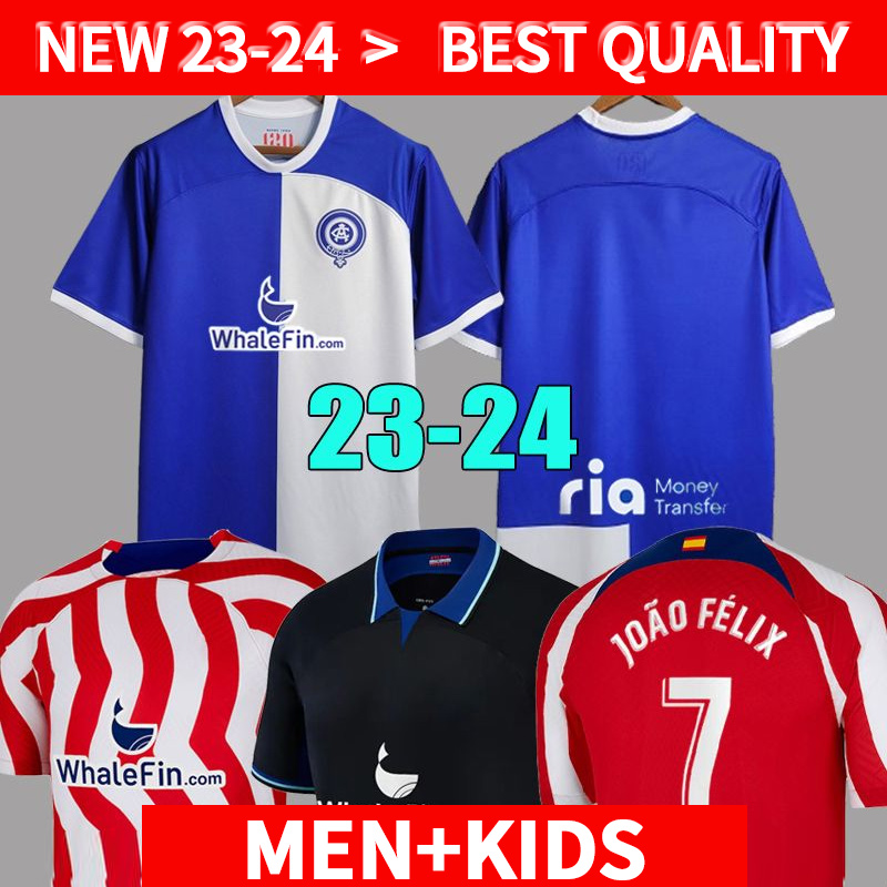 

24 23 ATLETICO soccer jerseys JOAO FELIX MADRID Griezmann 2023 2024 120th Anniversary M. LLORENTE KOKE CORREA CARRASCO R. DE PAUL men kids kit football shirts, 22-23 away