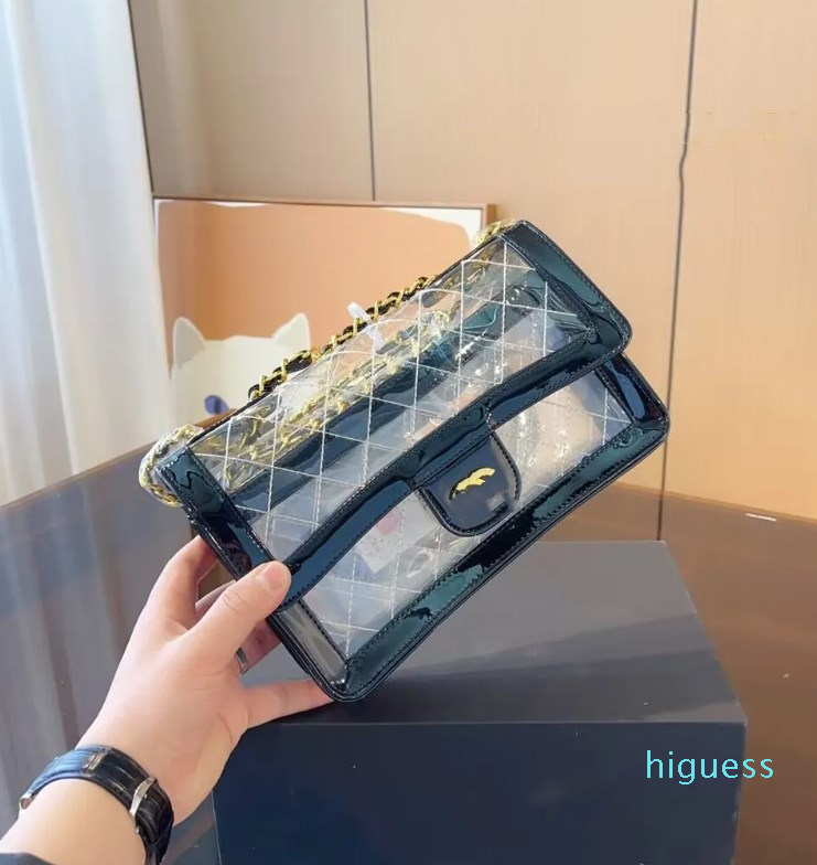 

Designer-Shoulder Bags Classic Flap Transparent Bags Crossbody Shoulder Cosmetic Handbags Jelly bag 25cm