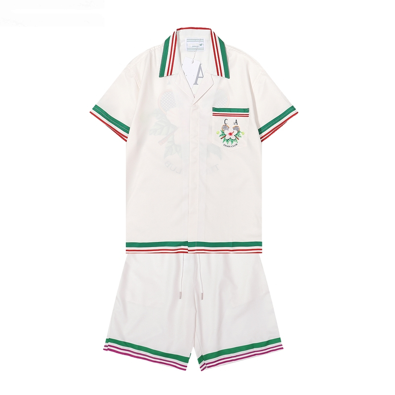 

Men's Tracksuits Sports Suit Casa Japan Design Rabbit Print Men's Tennis Casual Vacation Outdoor Single Breasted Cardigan Short Sleeved Shirt Elastic Belt Shorts, White-tennis