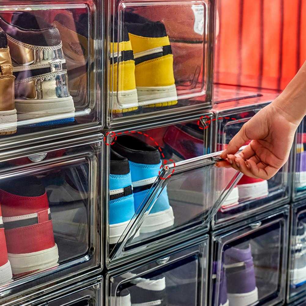 

es Bins Practical Sneakers Plastic Shoe Box Drawer Type Storage Thicken Shoes Holder W0428, Lucency